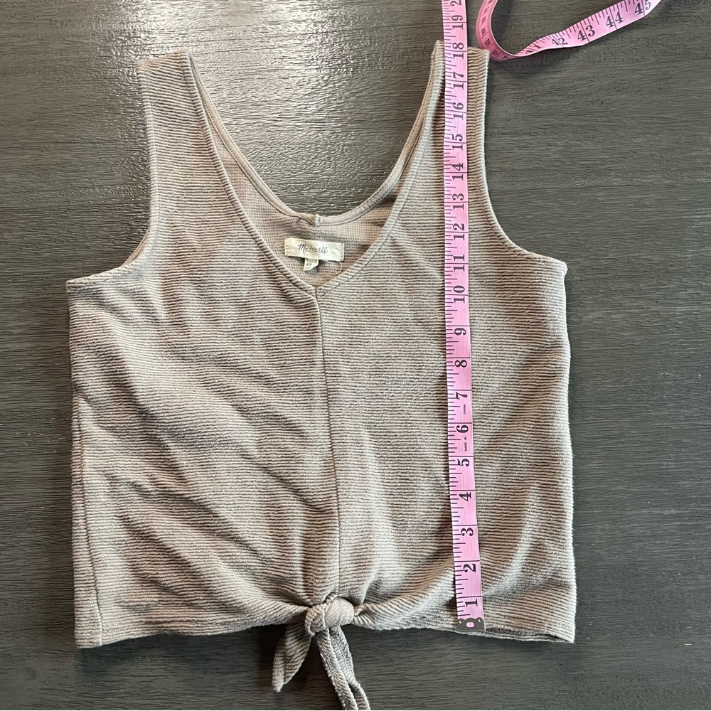 Madewell Tan Taupe Knot Front Tie Ribbed Tank Top XXS - Picture 7 of 7
